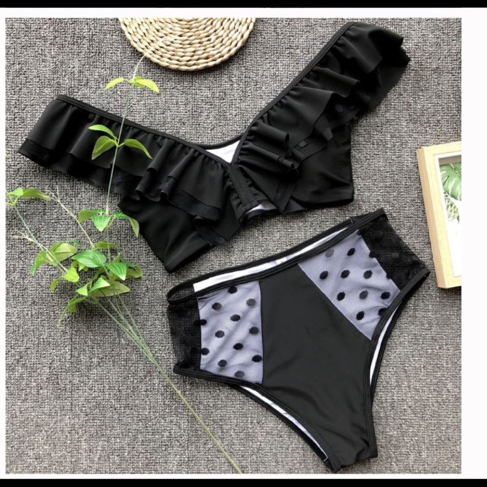 Black Ruffle Bikini - Picture 2 of 4